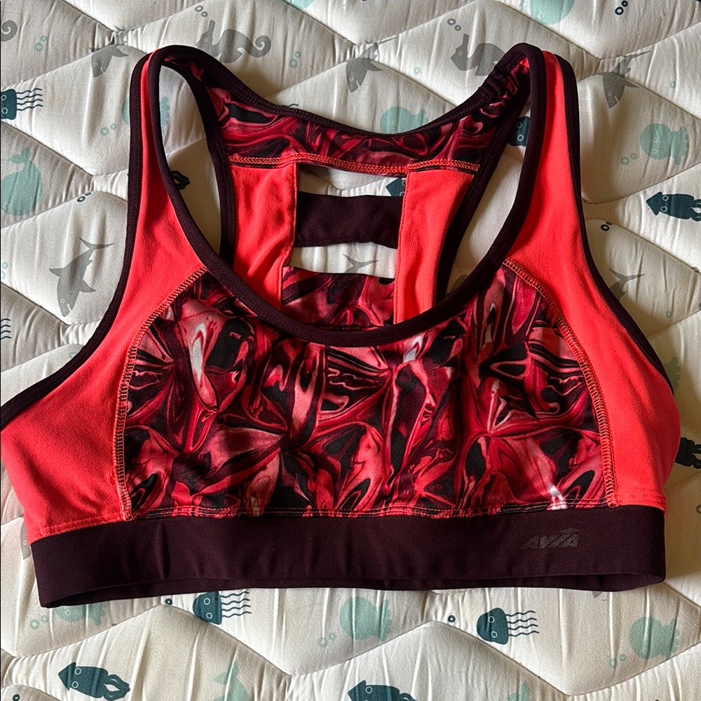 Avia Red Sports Bra with Racerback Design